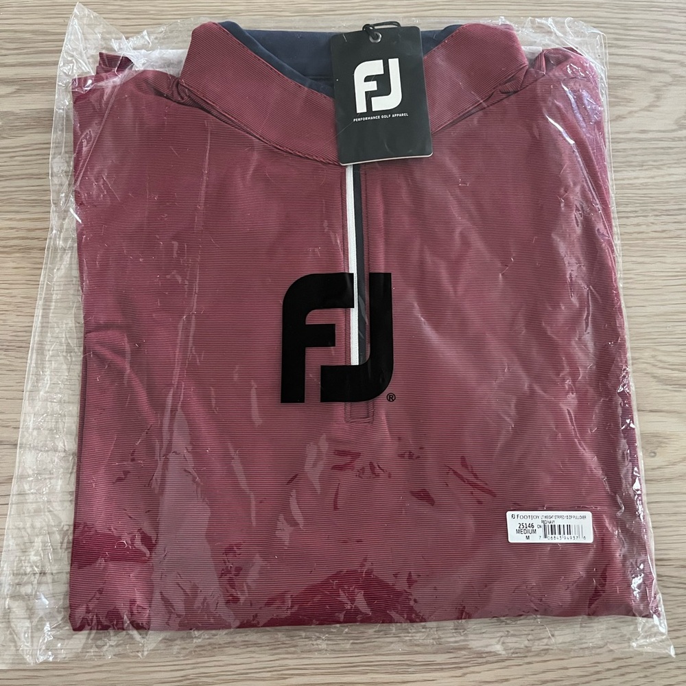 FootJoy Men's Striped 1/2 Zip Pullover Red/Navy